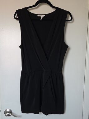 BCBGeneration Black Sleeveless Wrap Romper